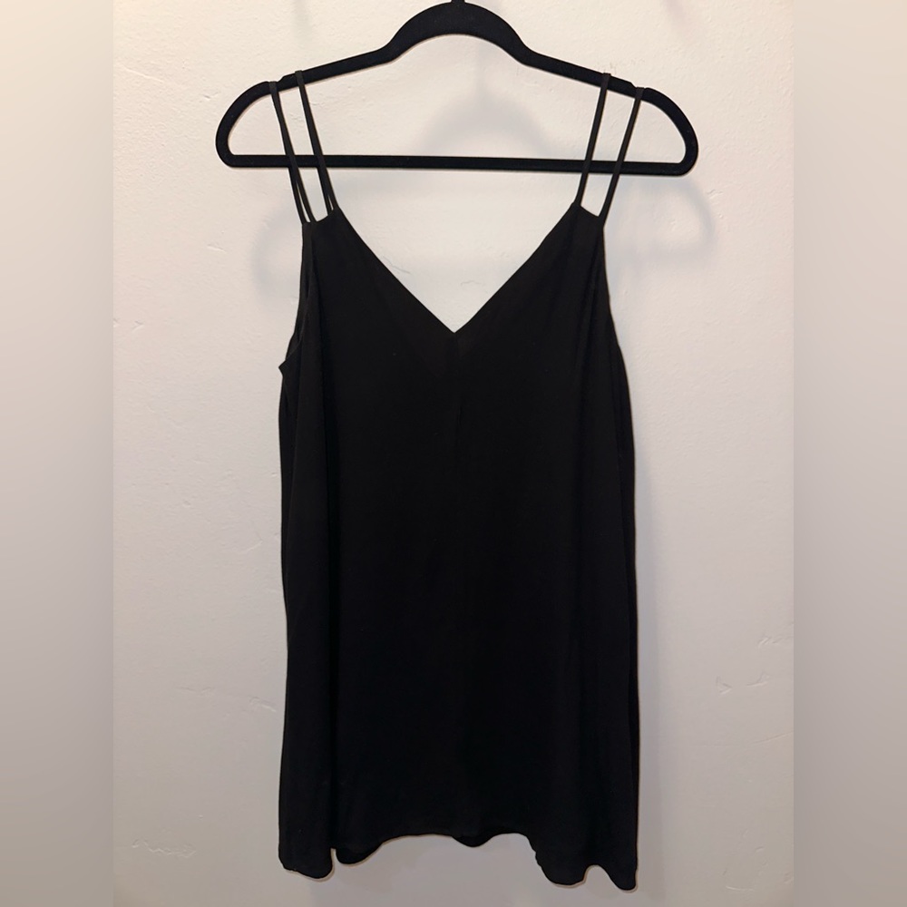 Black mini dress with thin straps
